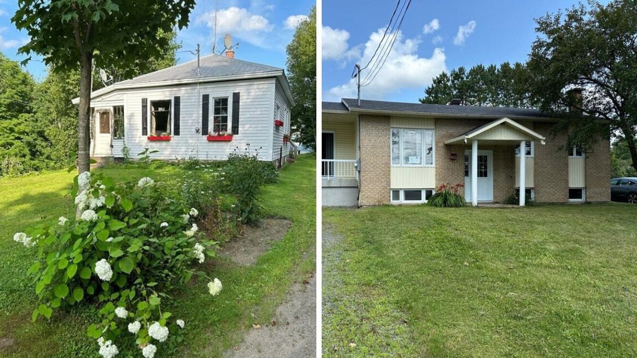 12 Harrison Avenue Stanley, New Brunswick. Right: 821 Rue Matte, Saint-Tite, Quebec