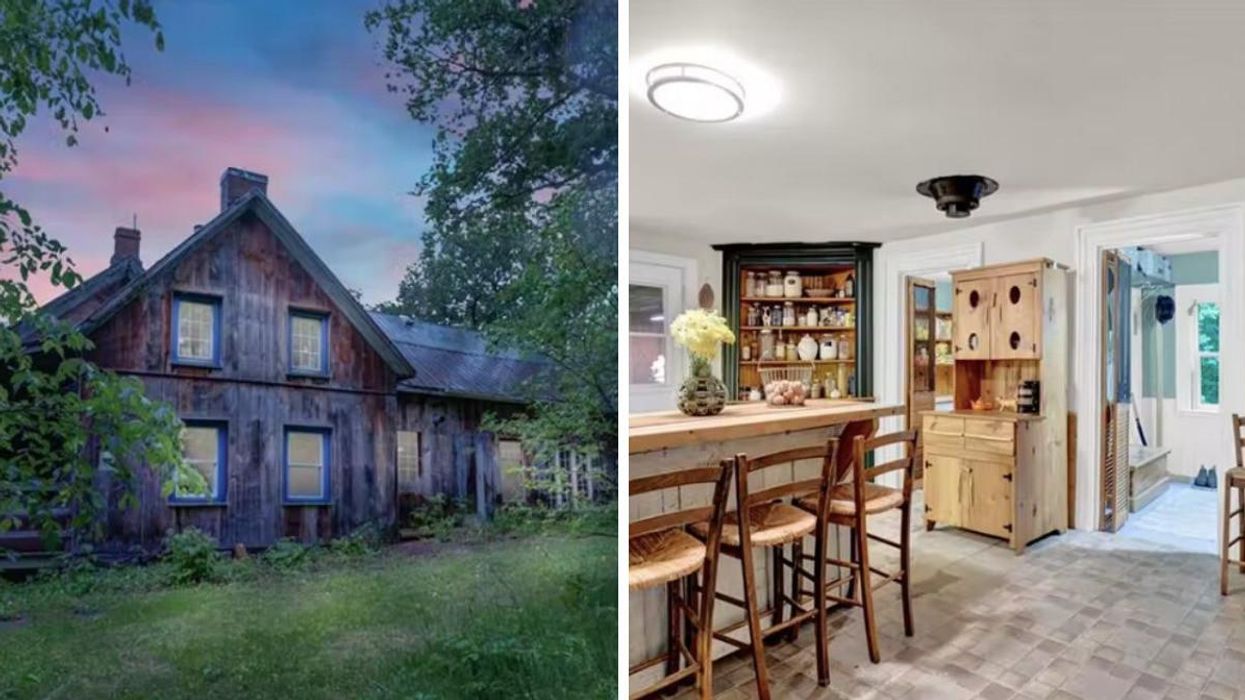 130 Quabbin Hill Road, Mallorytown, ON. Right: View the wodden furniture in the kitchen-dining room.
