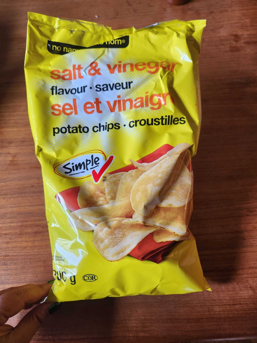 200 grams of no name salt and vinegar chips for $2.99.