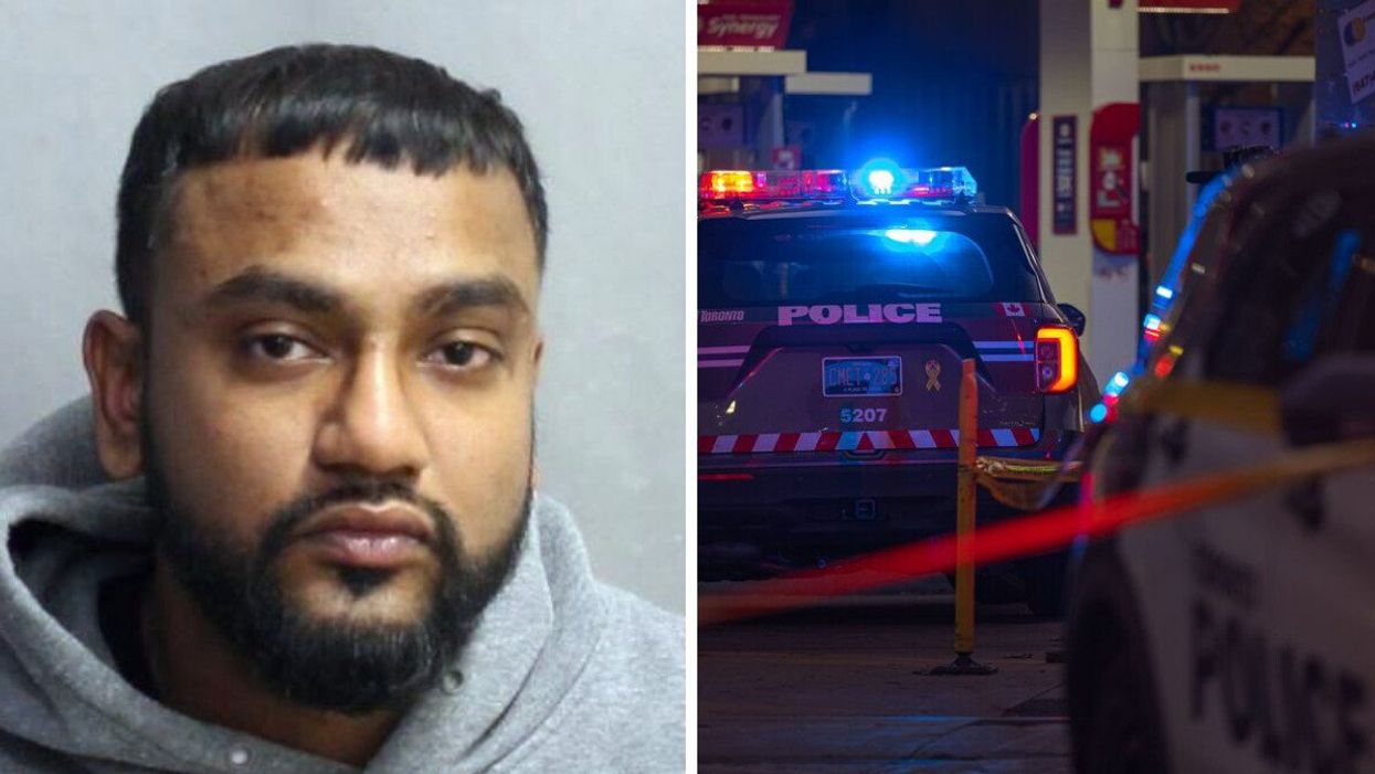 29-year-old suspect Dhrubo Hasan. Right: A Toronto Police cruiser.
