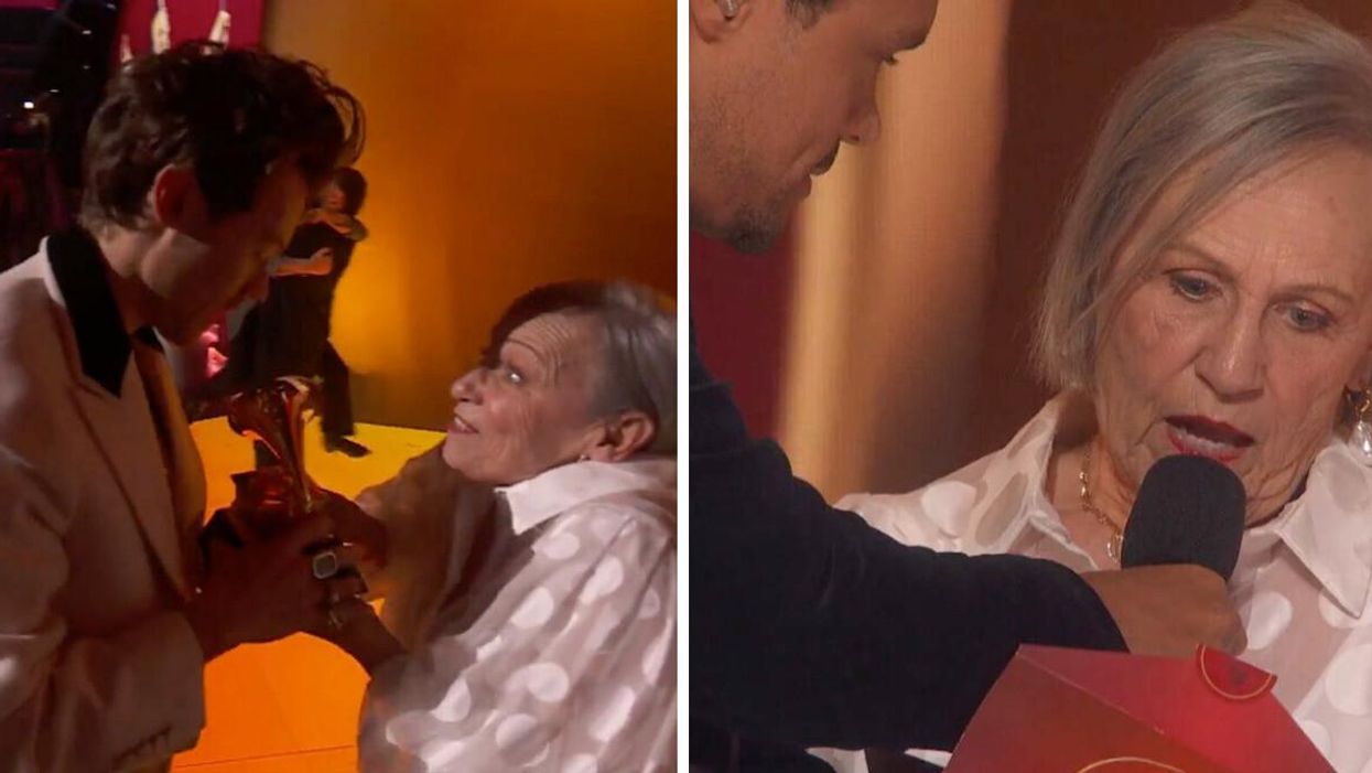 78-year-old Reina on stage at Grammy awards.