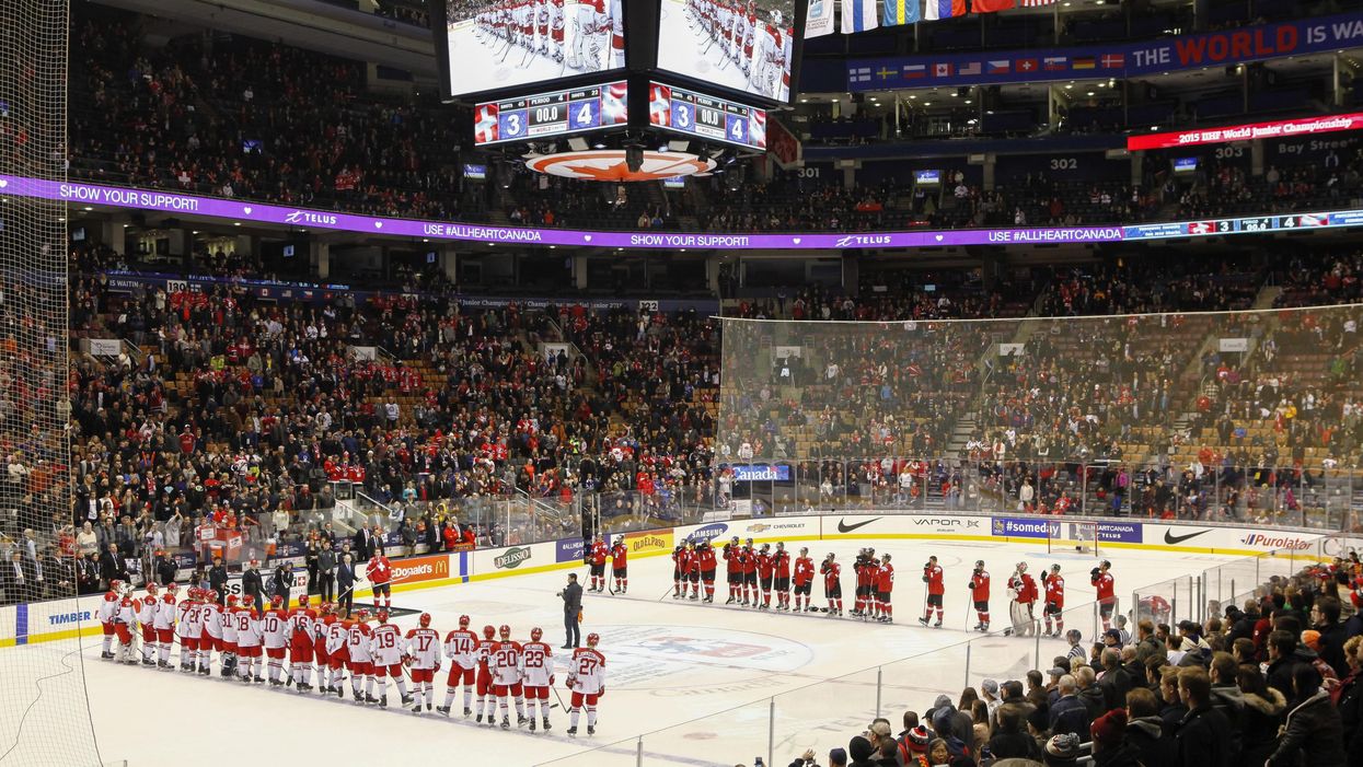 A 2015 IIHF World Junior's Hockey game.