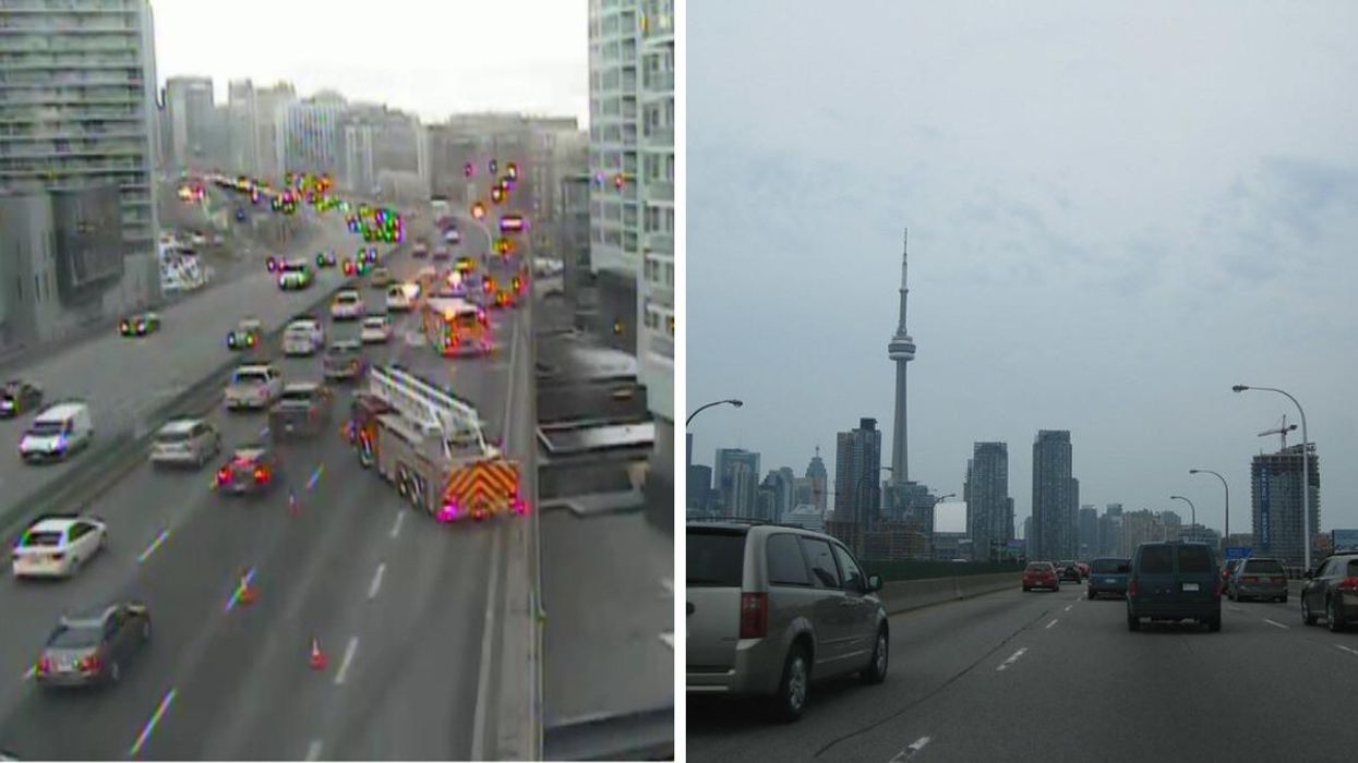 A 4 Vehicle Pile-Up Is Causing Major Delays On The Gardiner Expressway RN (PHOTOS)