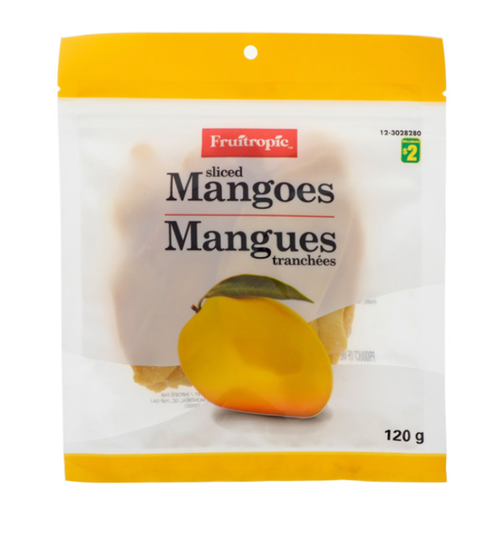A bag of dried mango.