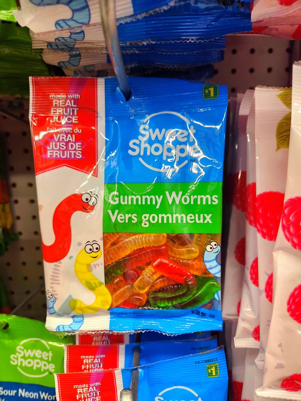 A bag of Gummy Worms at Dollarama.