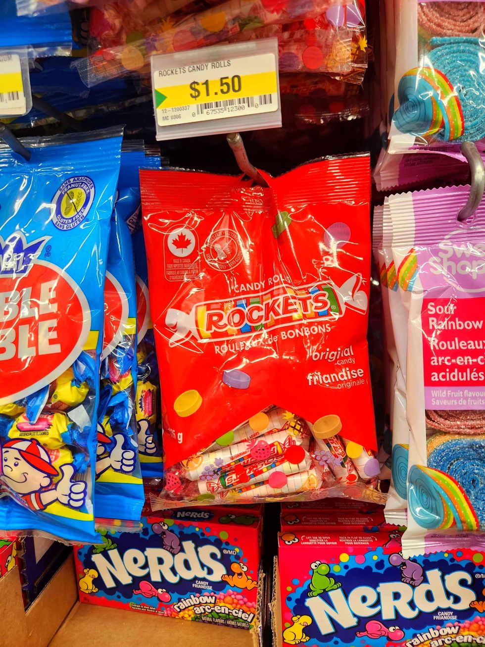 A bag of Rockets candy at Dollarama.