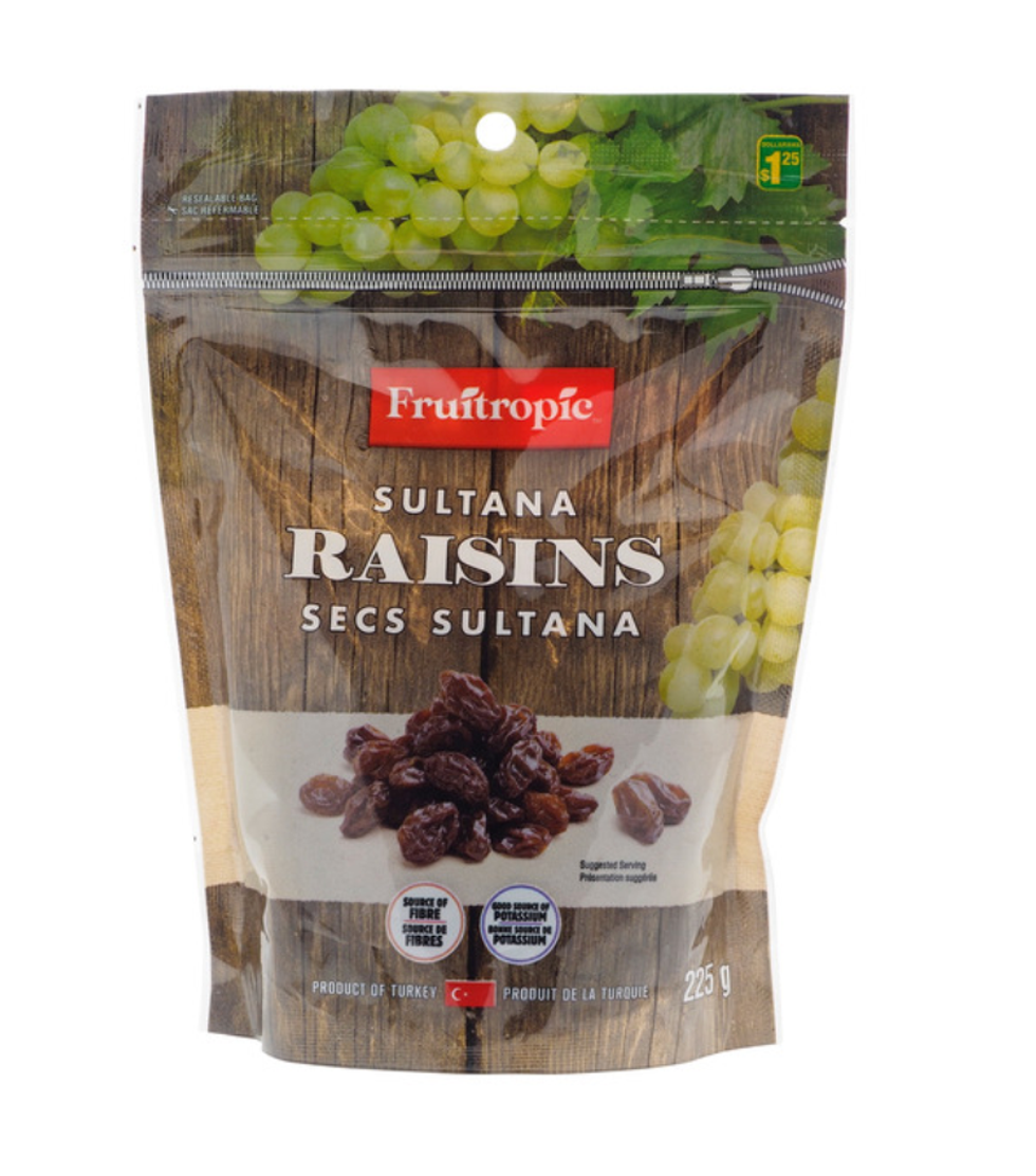 A bag of Sultana raisins.