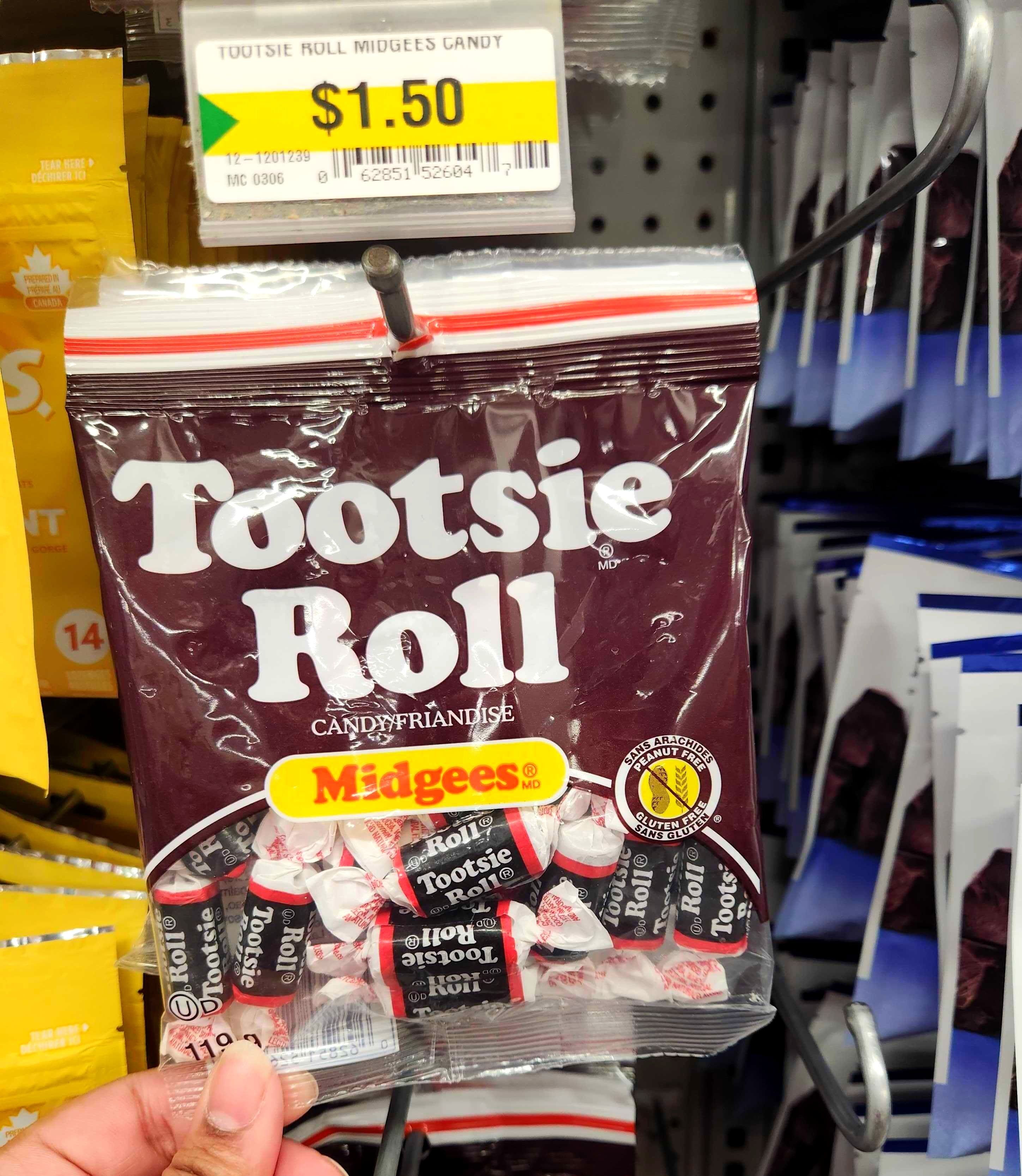 A bag of Tootsie Roll Candies at Dollarama.