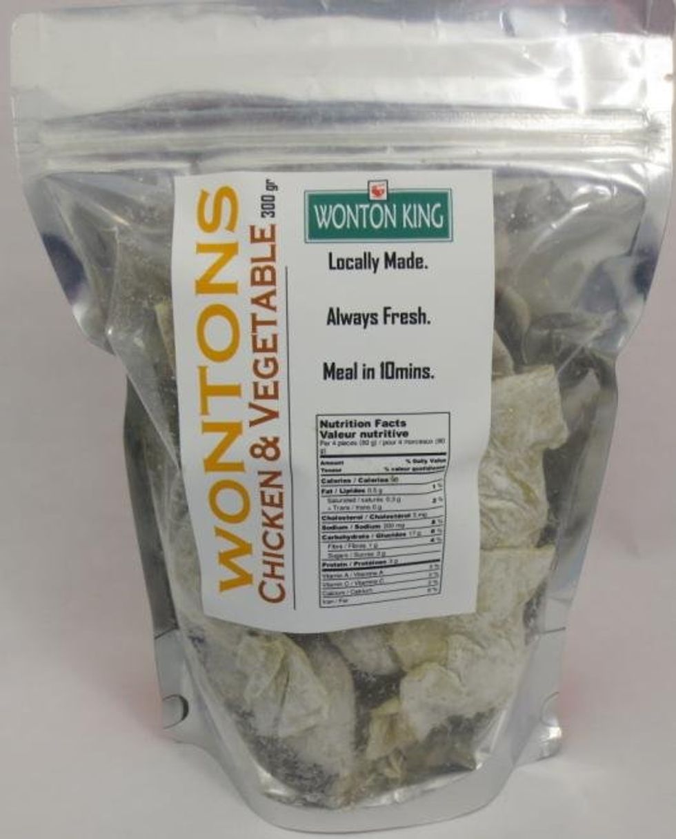 A bag of Wonton King wontons.