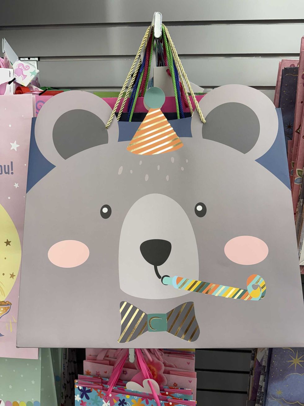 A bag with a bear on it.