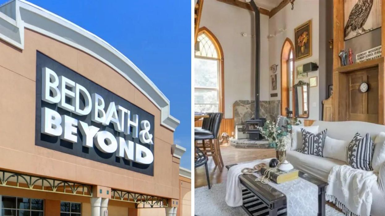 A Bed Bath & Beyond store. Right: Interior of converted church home.