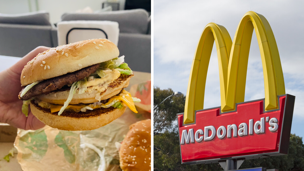 A Big Mac. Right: McDonald's.