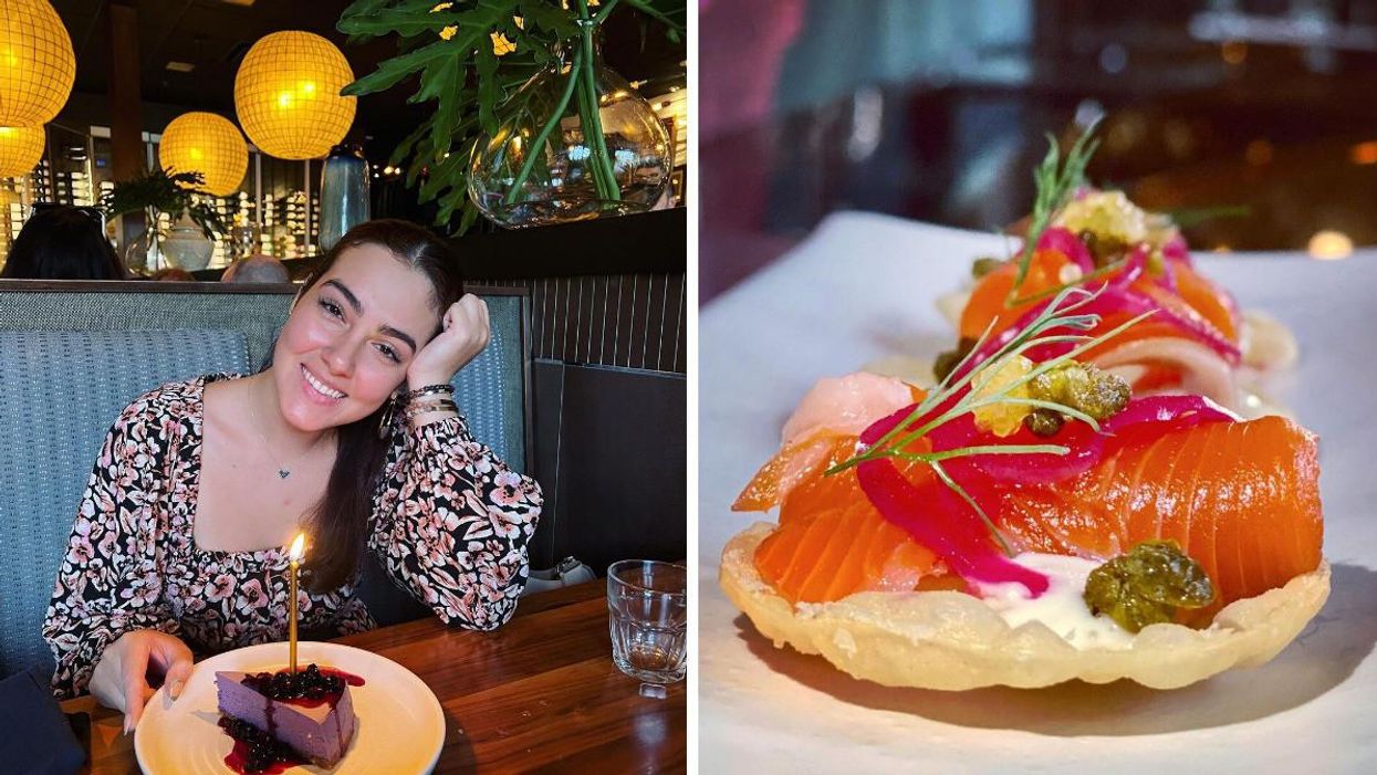 A birthday night at Seito Sushi Sand Lake. Right: Citrus cured steelhead trout at Seito Sushi Sand Lake.