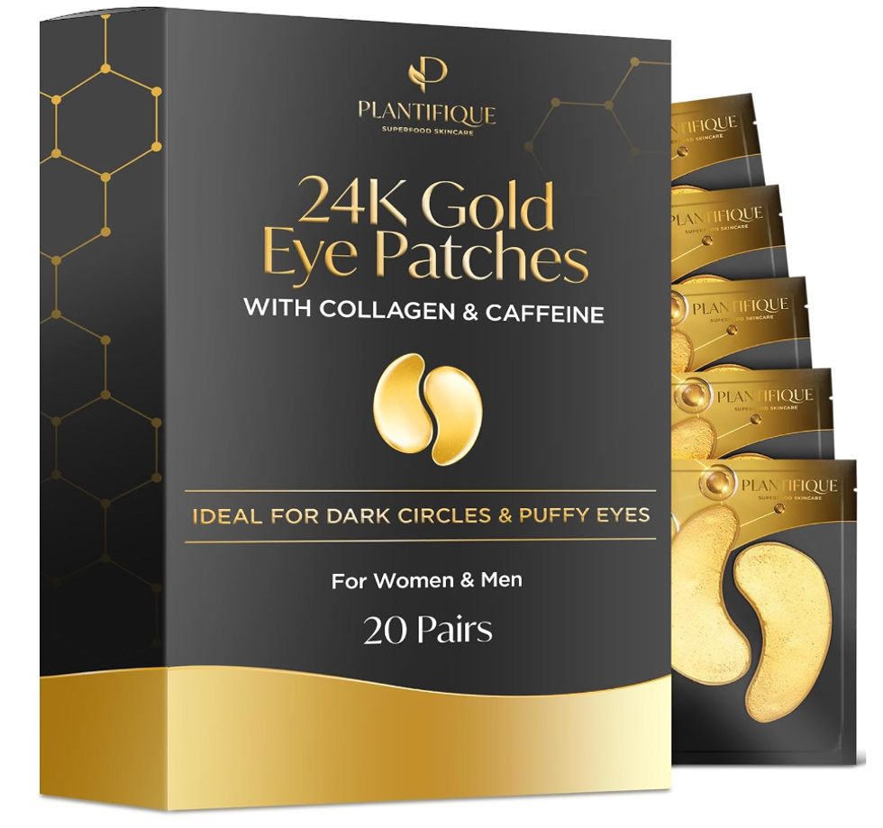 A black and gold box of 20 pairs of under eye patches.