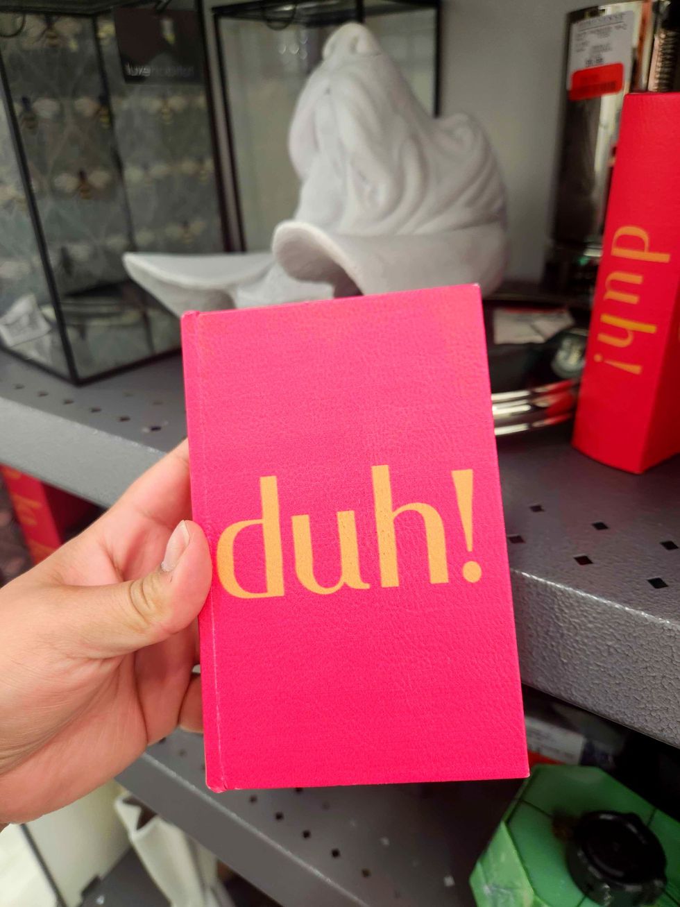 A bookend that says "duh!"