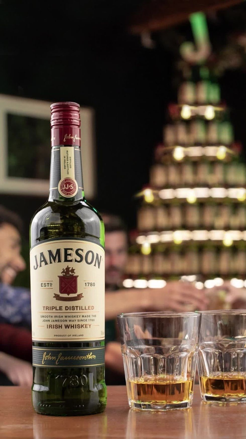 A bottle of Jameson Irish Whiskey.
