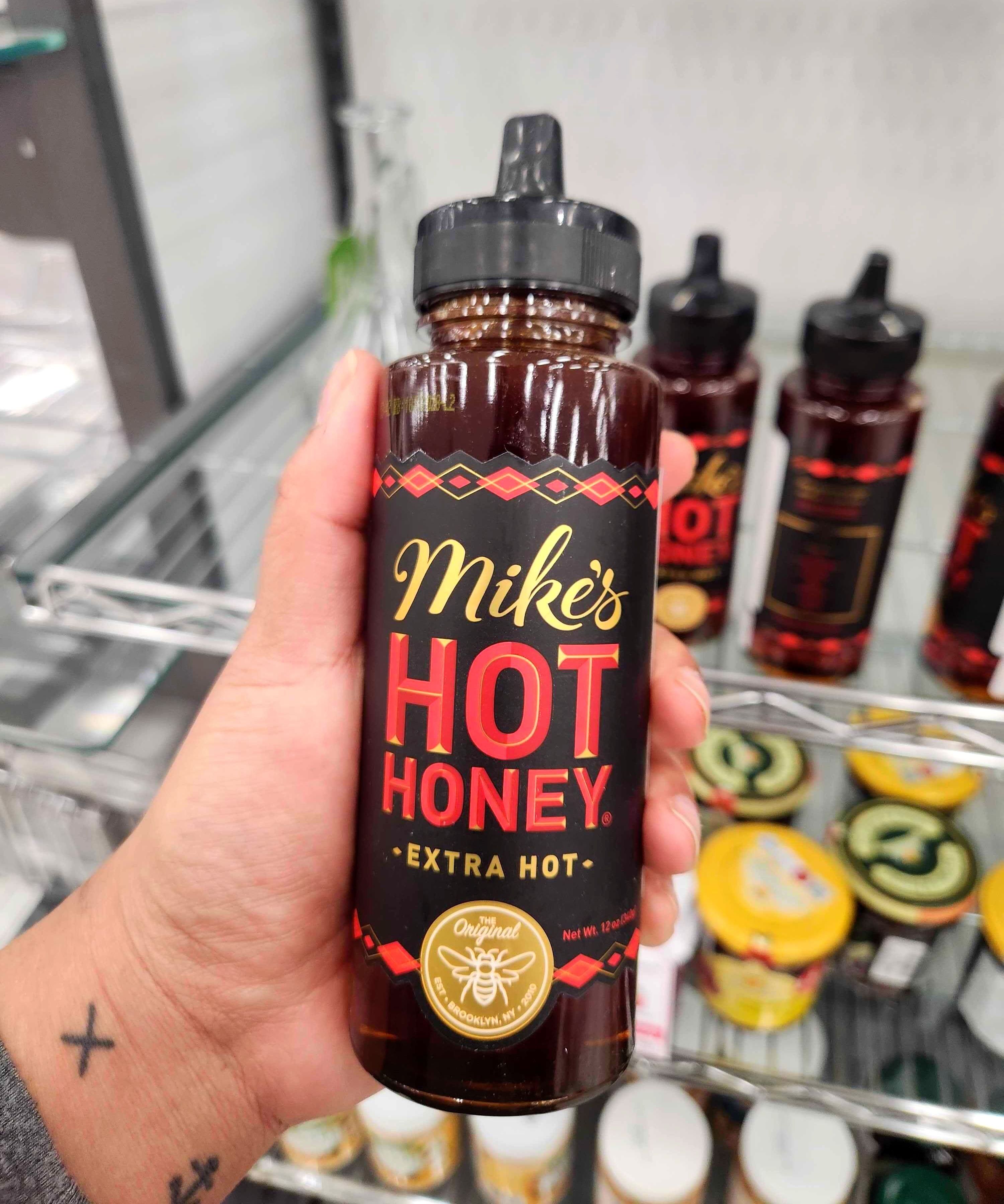 A bottle of Mike's Hot Honey.