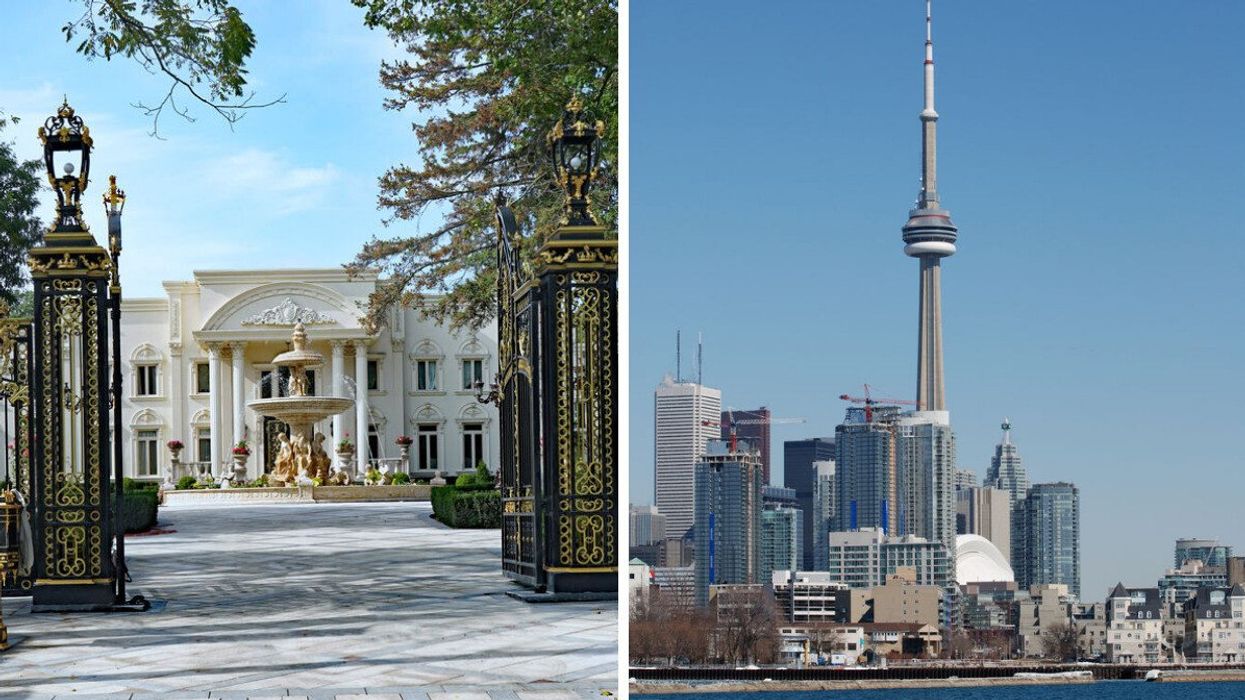 A Bridal Path mansion. Right: The CN Tower in Toronto.