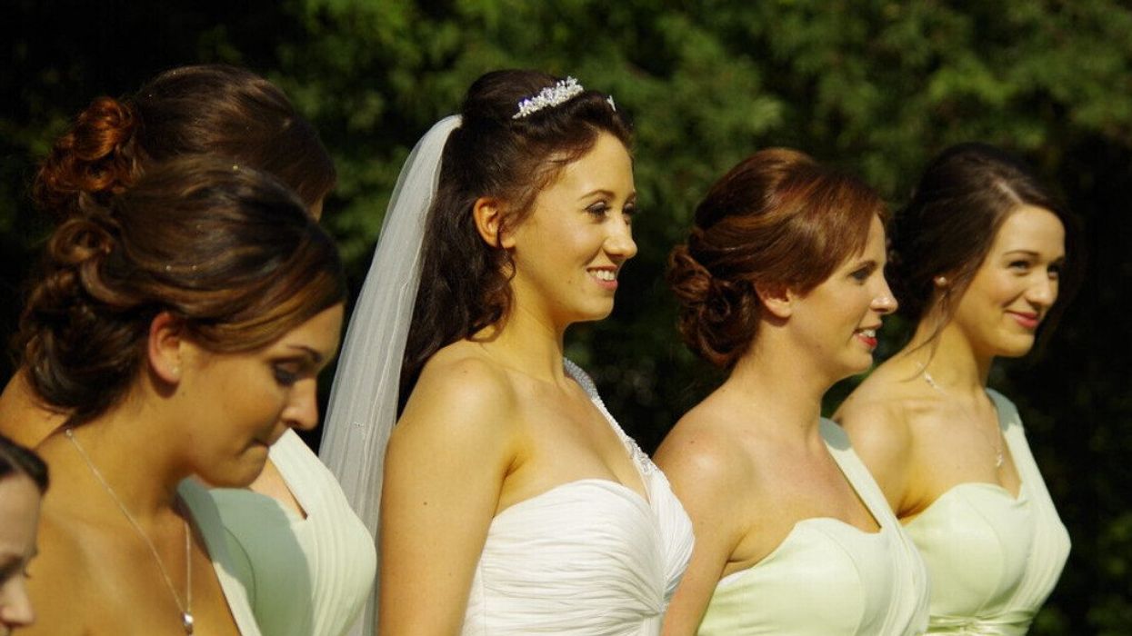 A bride with her bridal party.