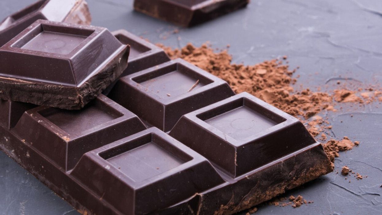 A broken chocolate bar.