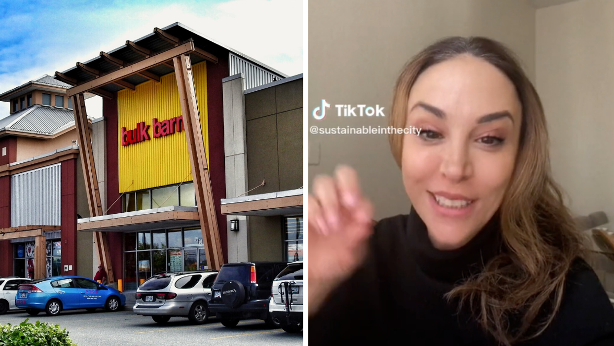 A Bulk Barn in British Columbia. Right: TikToker Vanessa of @sustainableinthecity.