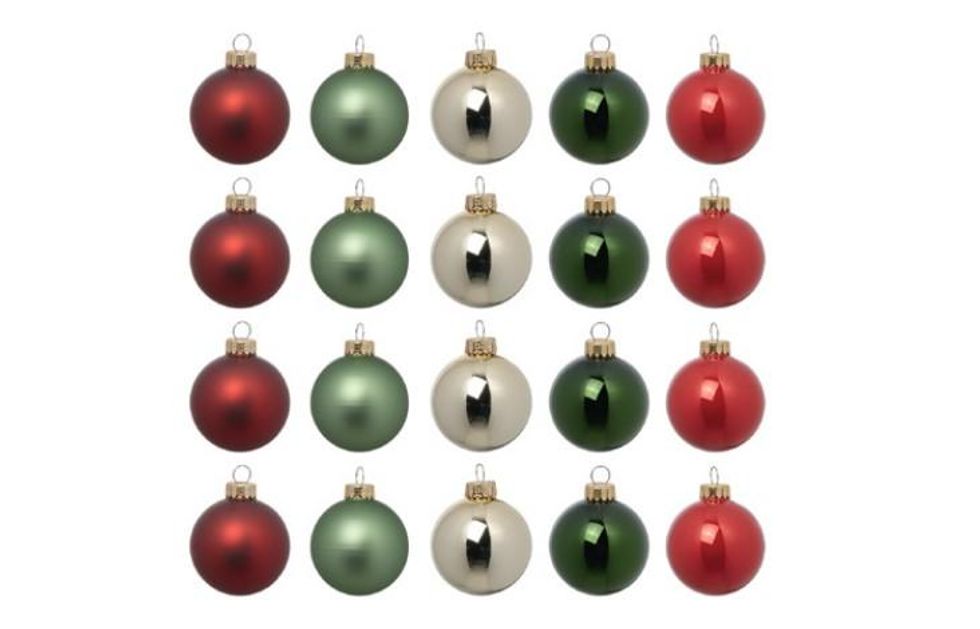 A bunch of multi-colour Christmas ornaments.