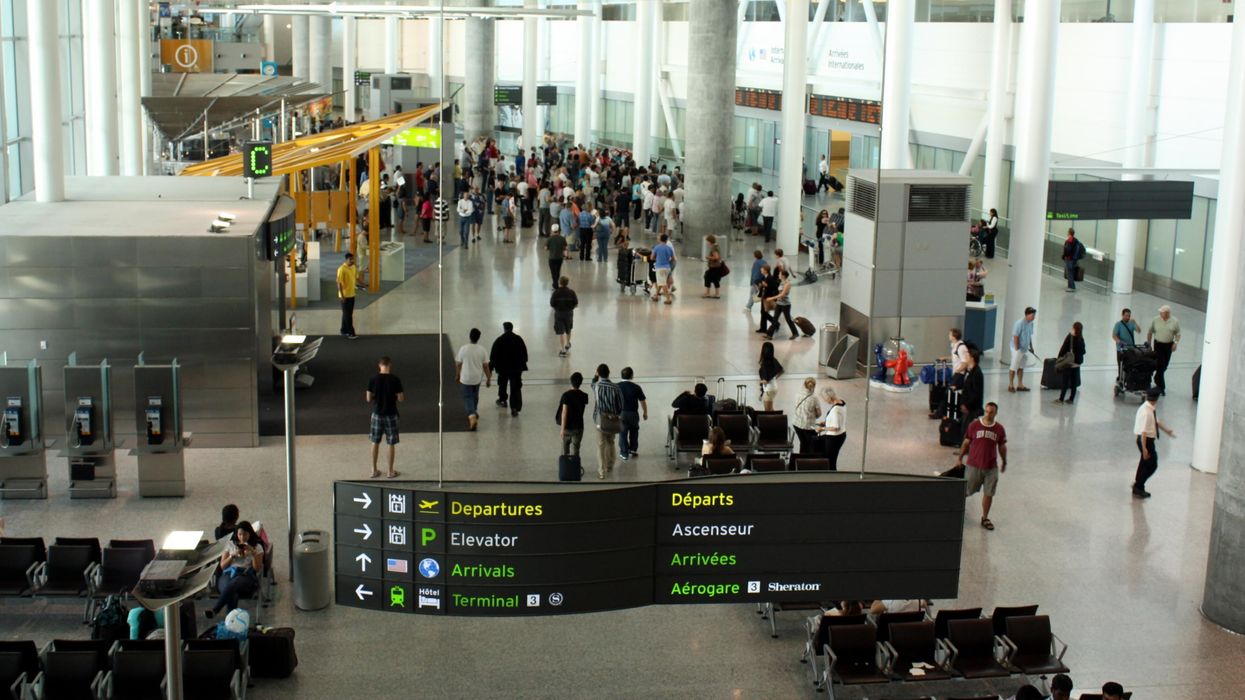 A busy Toronto Pearson Airport terminal.