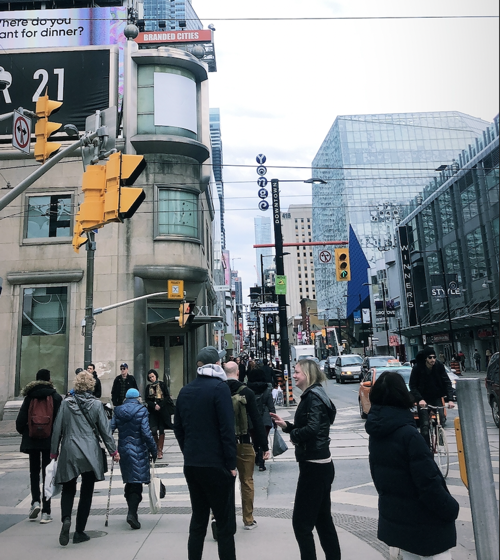 A busy Toronto street.