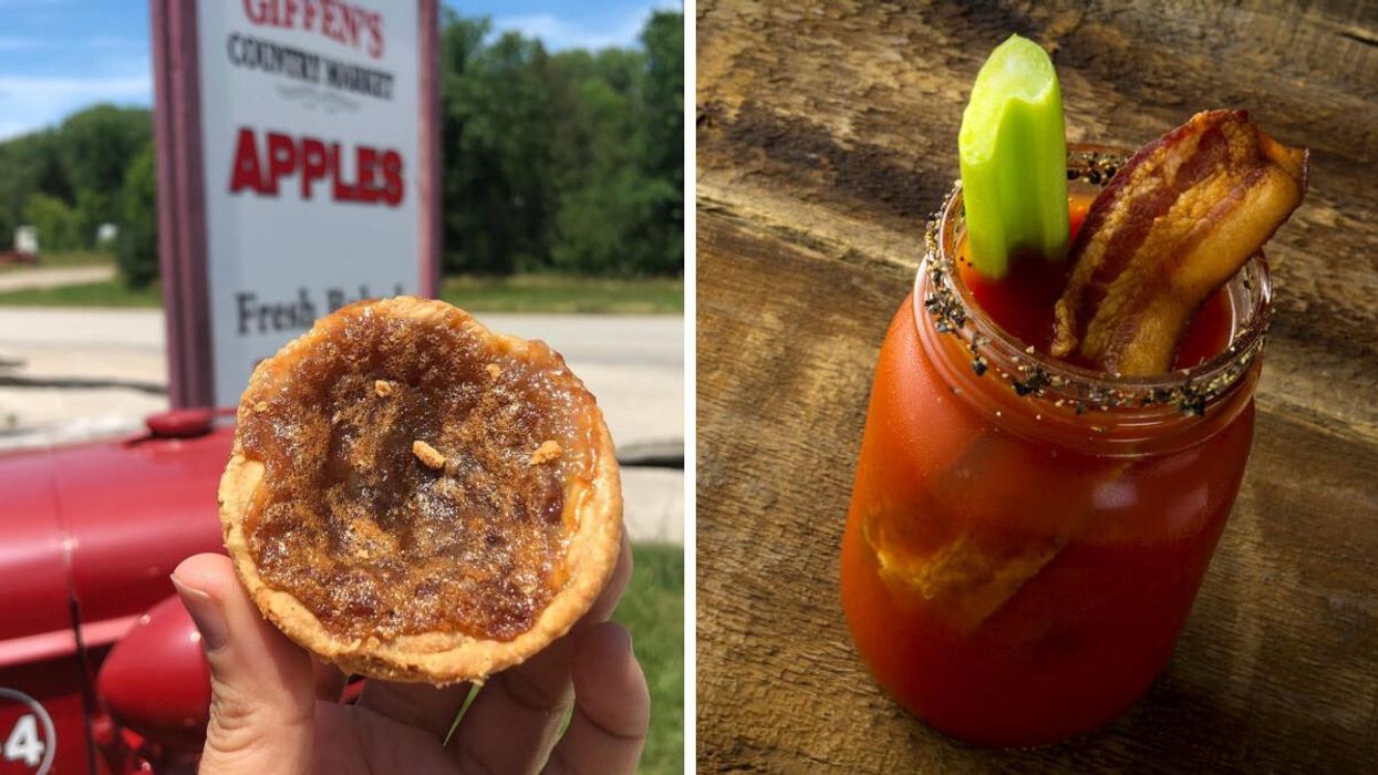 A butter tart. Right: A Caesar.