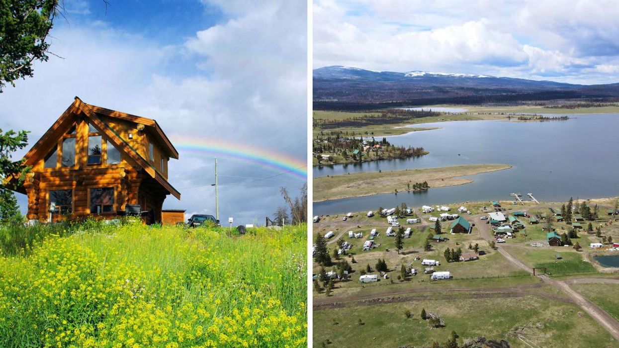 A cabin on the resort. Right: Lakefront resort for sale in B.C.