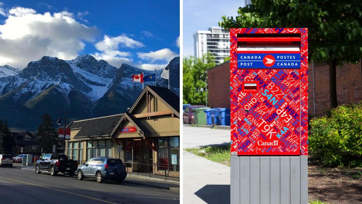 A Canada Post Office in Canmore, Alberta. Right: Canada Post jobs are available all over the province.