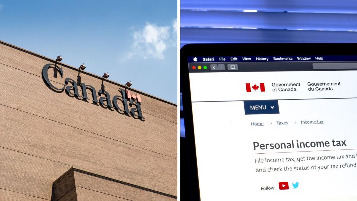 A Canada Revenue Agency building. Right: The Canada Revenue Agency site.