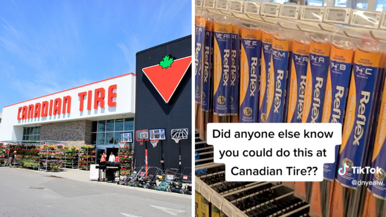 A Canadian Tire Store. Right: A screenshot from the Tiktok.