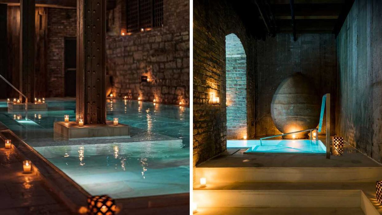 A candlelit pool.