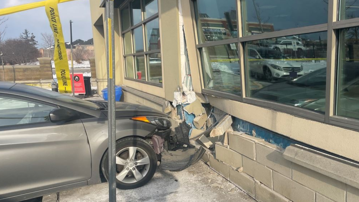 A car that crashed into an LCBO.