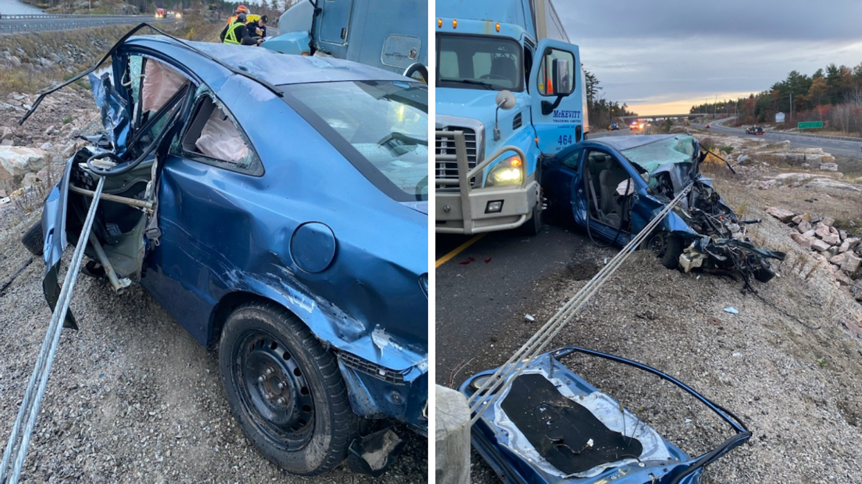 A Car Was Shredded To Pieces On Highway 400 But The Driver Only Received Minor Injuries