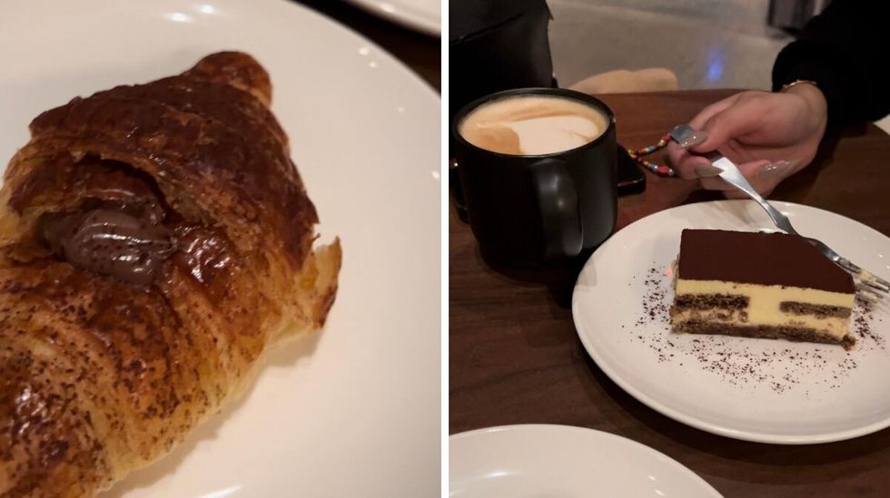 A chocolate hazelnut cornetto from the Starbucks Reserve Empire State Building location. Right: Pastries from the Starbucks Reserve Empire State Building location.