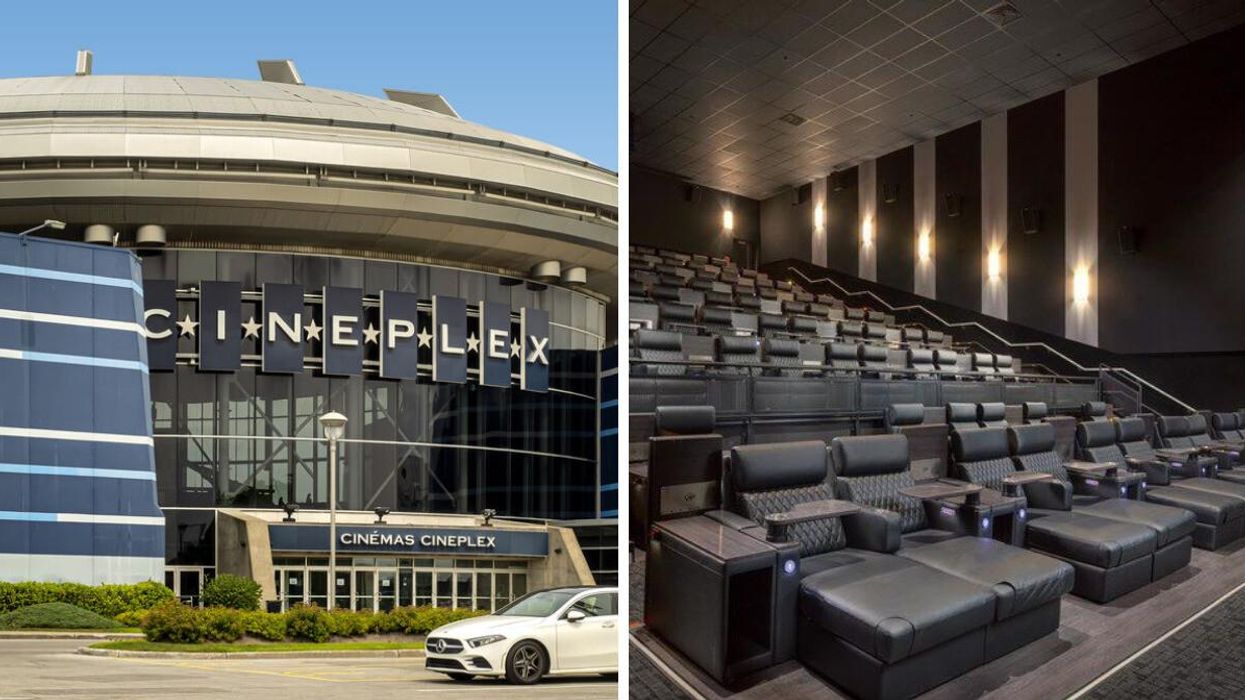 A Cineplex theatre. Right: A Cineplex VIP theatre.