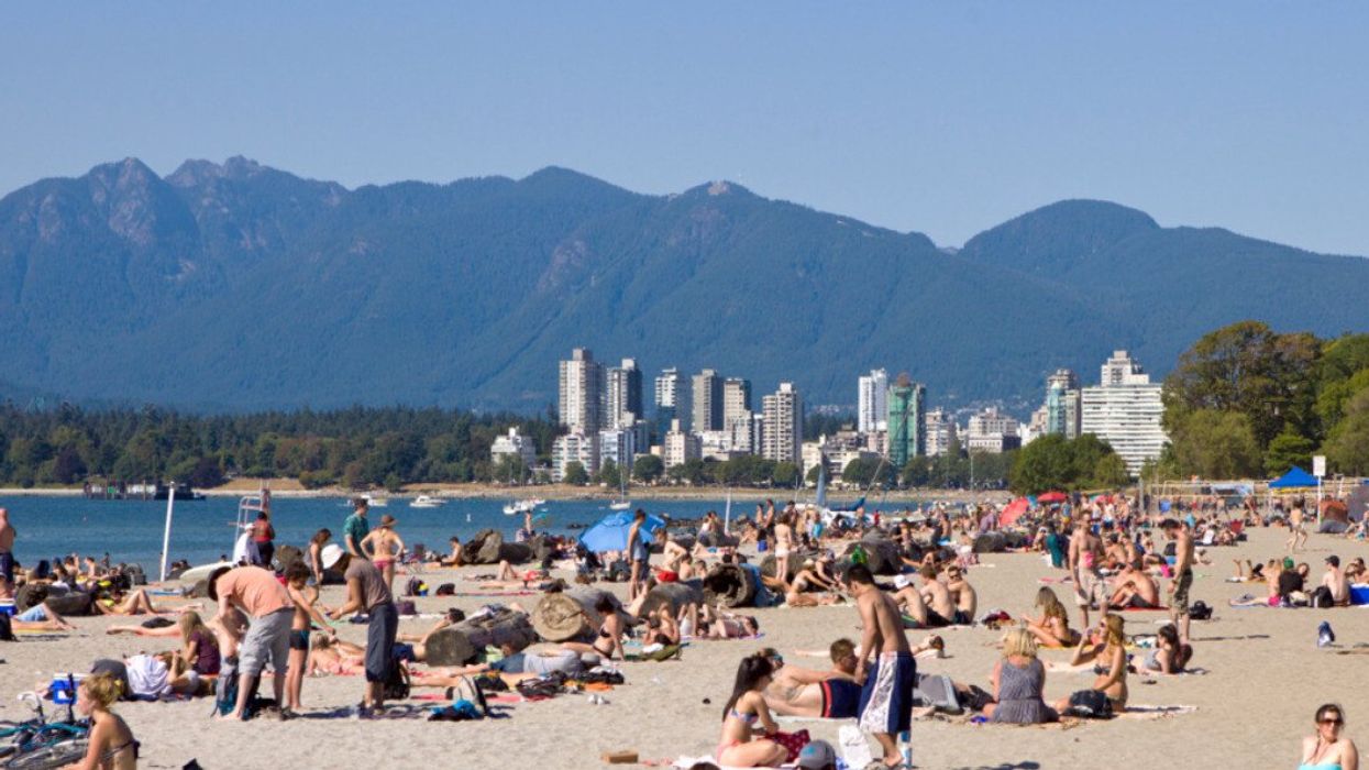 A city beach in the summer.