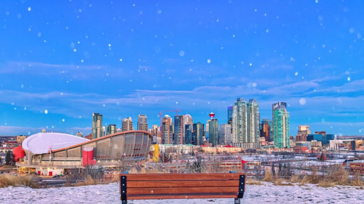 A city with snow.