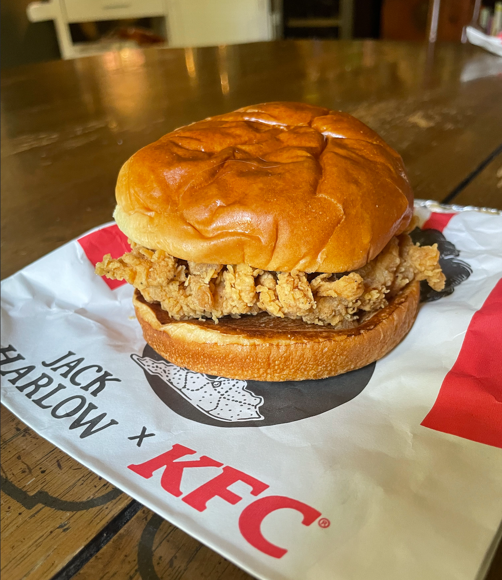 A classic chicken sandwich from KFC.