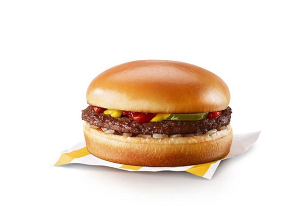 A classic hamburger from McDonald's.
