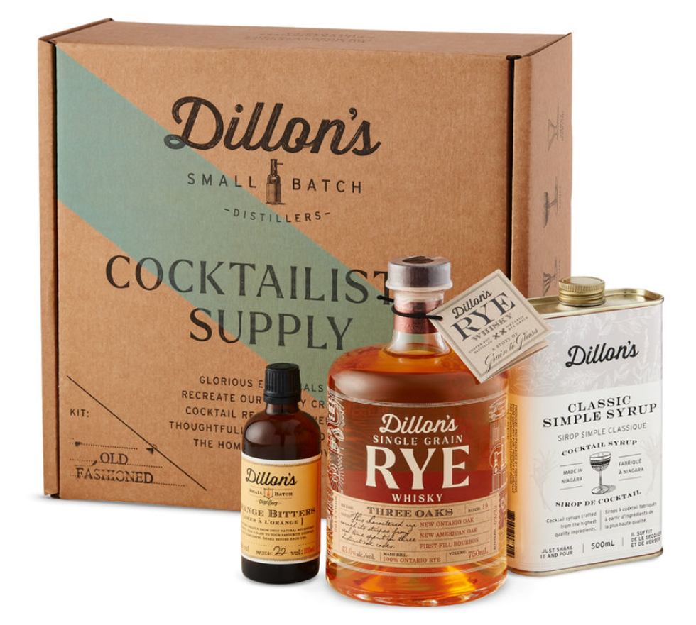 A cocktail set with whisky, orange butters and cocktail syrup.