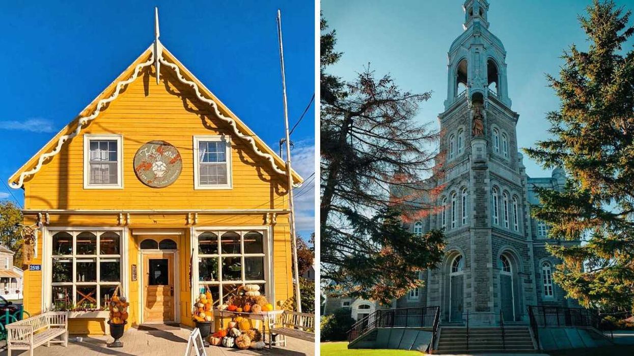 A colourful house in a small town near Ottawa. Right: A church in a small town in Ontario.