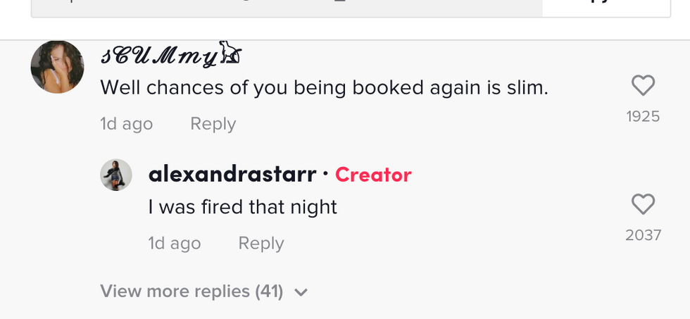 A comment on the TikTok post.