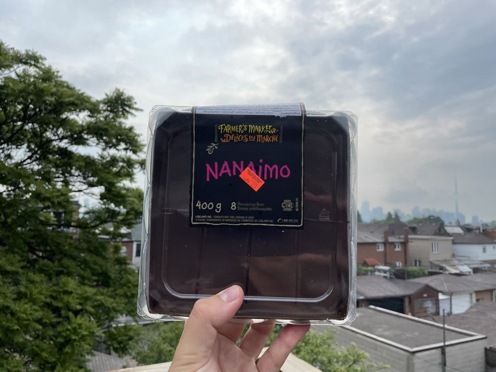 A container of Nanaimo Bars.