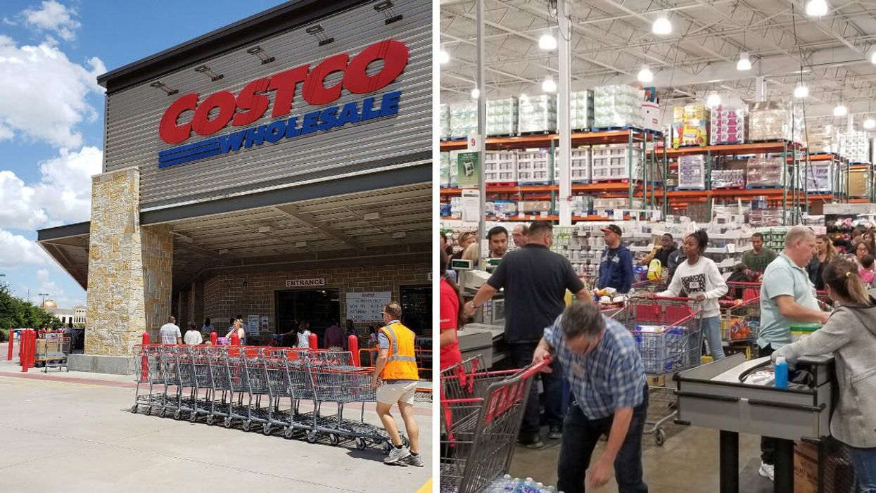 A Costco store. Right: Inside a Costco store.