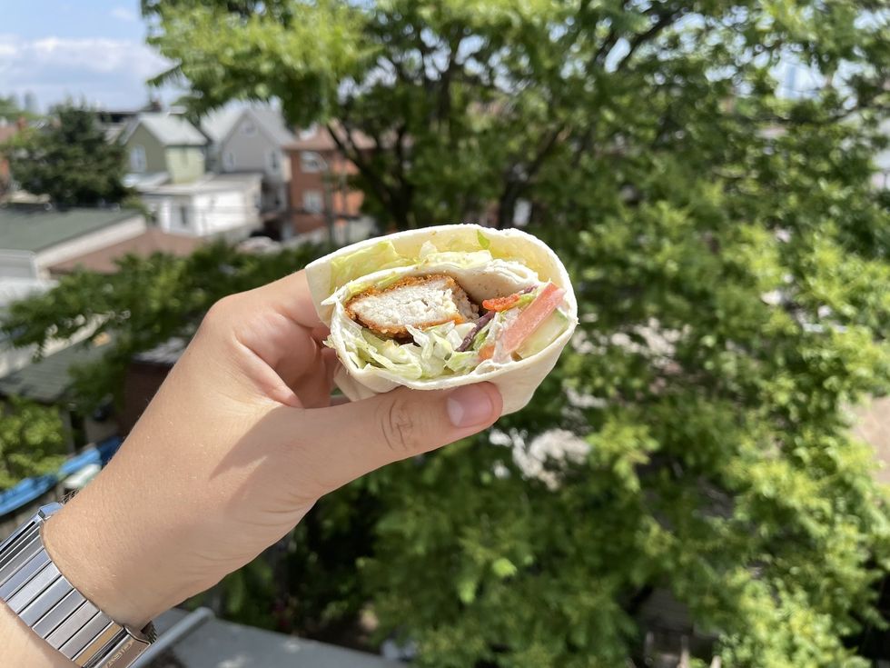 A cross section of the McDonald's Zesty Lime McWrap.