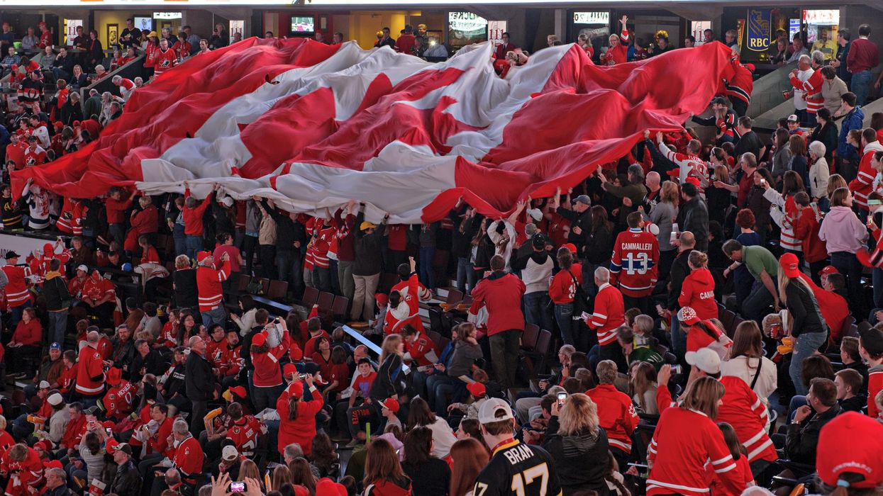 A crowd at a Team Canada hockey game.