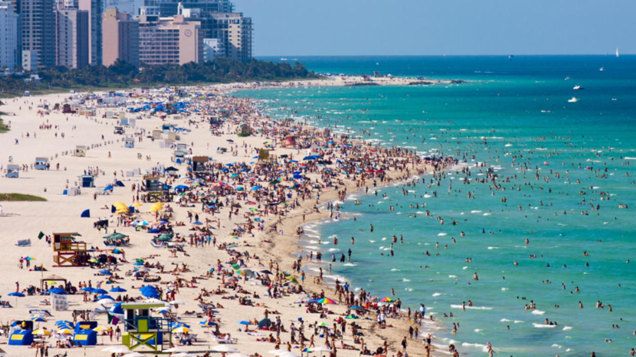 A crowded Miami Beach.